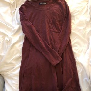 Long sleeve maroon T-shirt dress w pocket